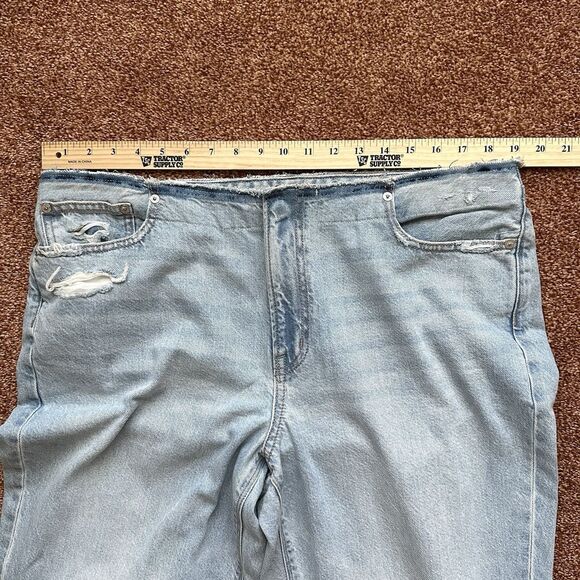 American Eagle Jeans Womens 16 Short Wide Leg Denim 38x28 Raw Hem Waist - Picture 4 of 10